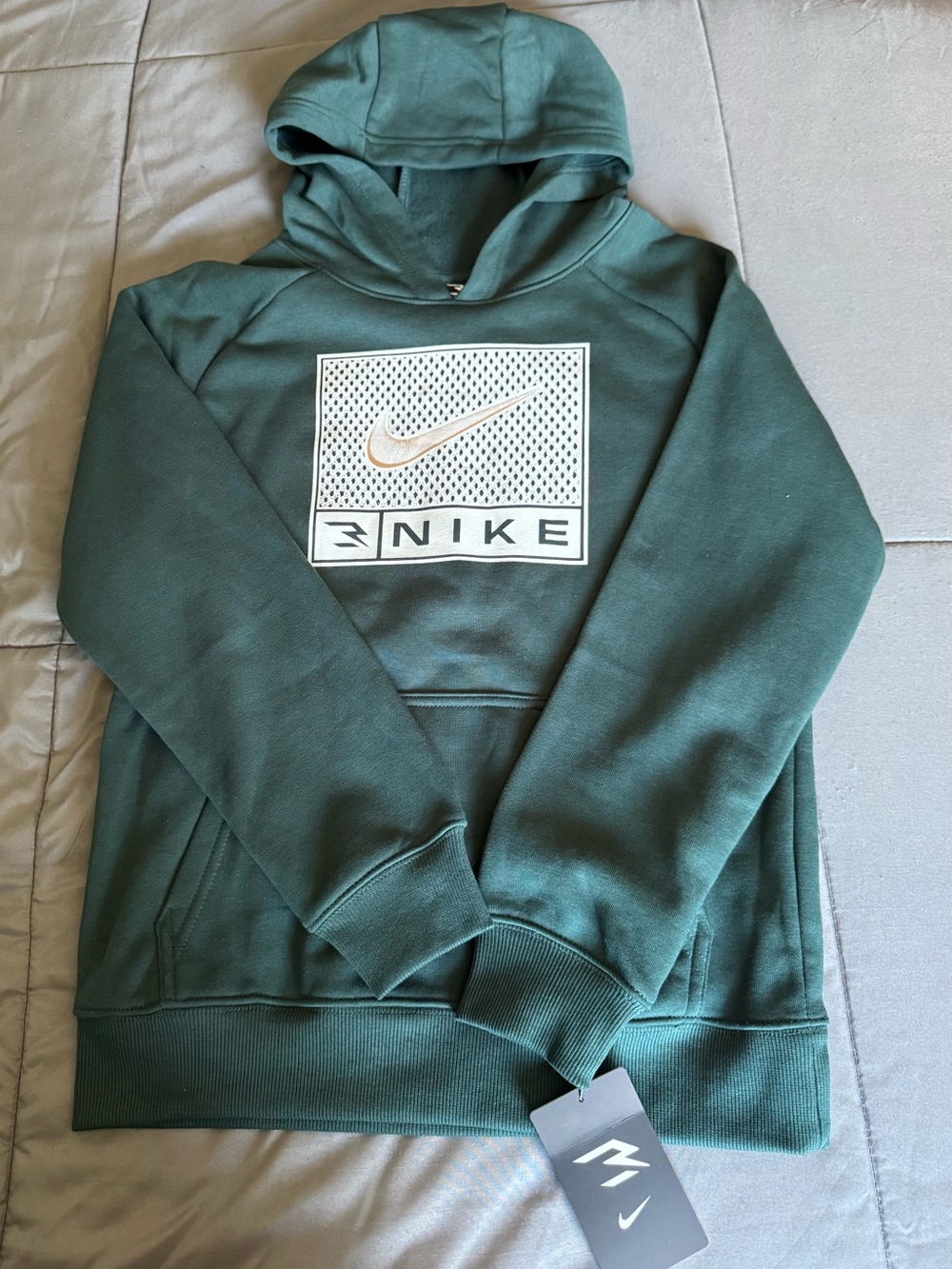 NEW Nike Green Youth Pullover Hoodie with White Logo